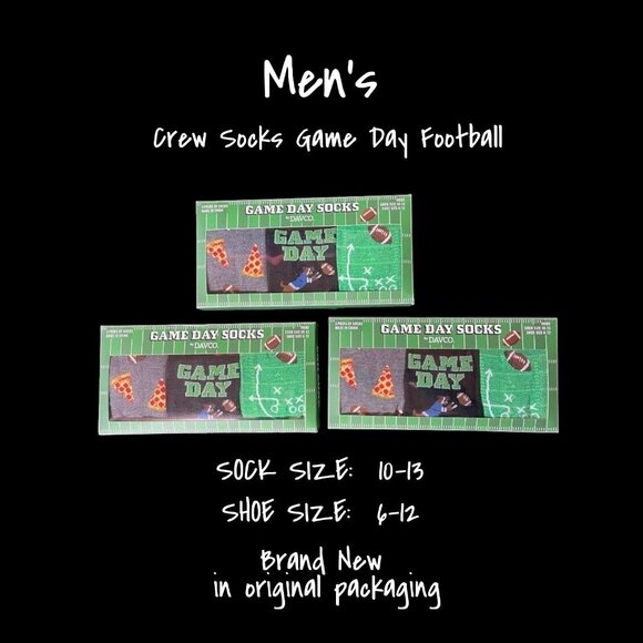 Men's Game Day Football Crew Socks Gift Set - Size 6-12 - New in Box - Picture 1 of 8